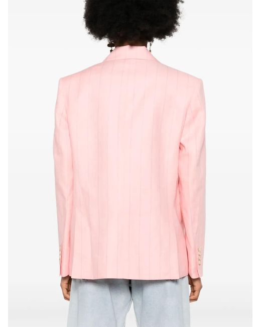 ANDAMANE Pink Pixie Linen Double-Breasted Blazer