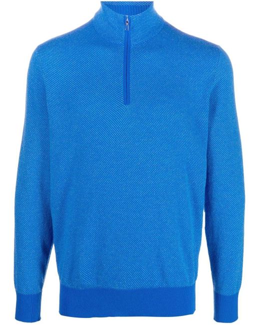 Loro Piana Quarter-zip Cashmere Jumper in Blue for Men | Lyst