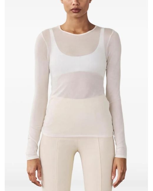 Artemis DiCiero White Dasha Semi-Sheer Long-Sleeve T-Shirt