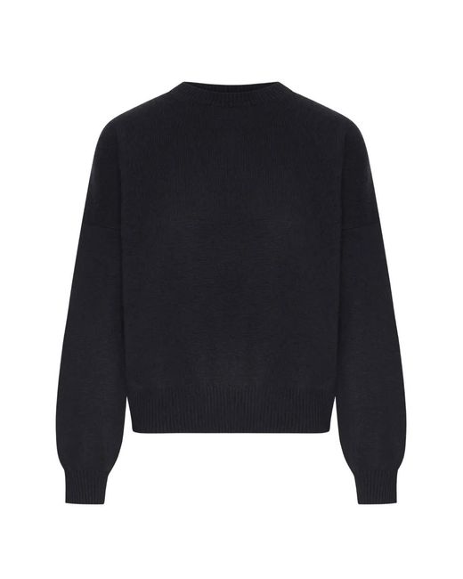 Lisa Yang Blue Crew-Neck Ribbed-Trim Sweater