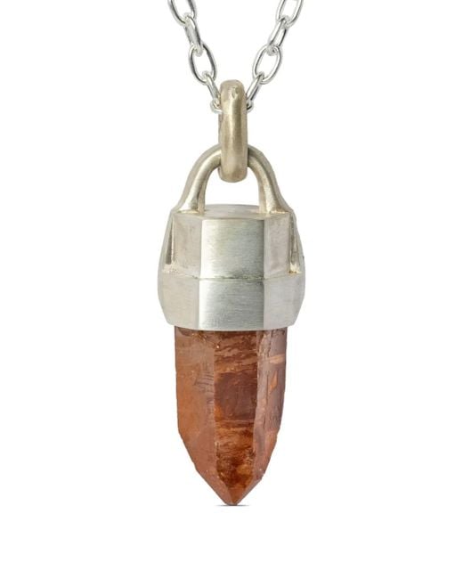 Parts Of 4 White Talisman Iron-Quartz Pendant Necklace
