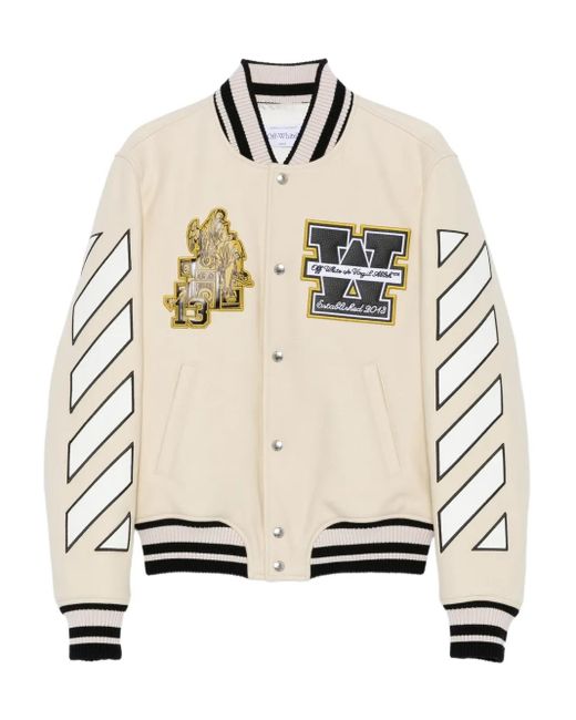Chaqueta varsity con aplique de parche Off-White c/o Virgil Abloh de hombre de color Natural