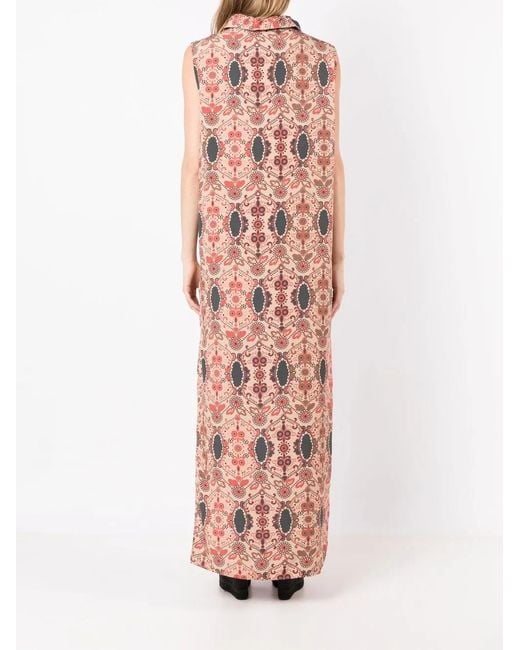 Amir Slama Pink Floral-Print Sleeveless Shirt Dress