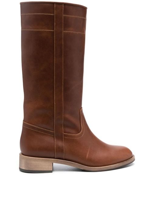 Scarosso Brown Leather Knee-High Boots