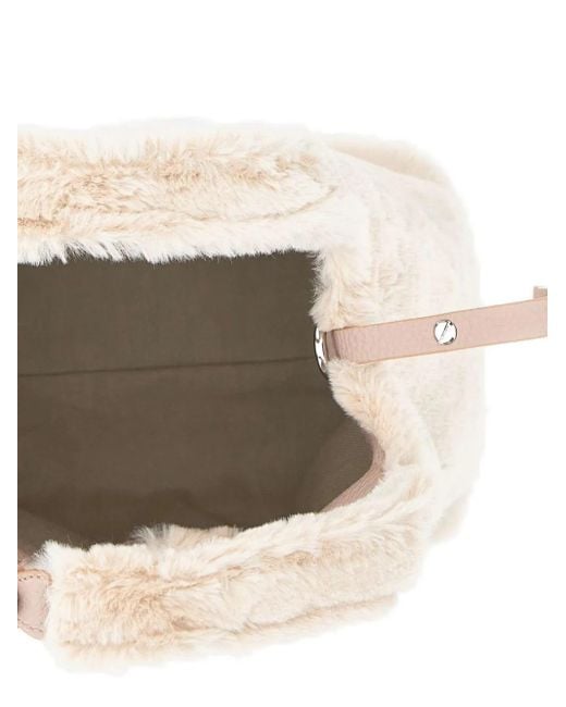 Coccinelle Natural C-Easy Faux-Fur Top Handle Tote Bag