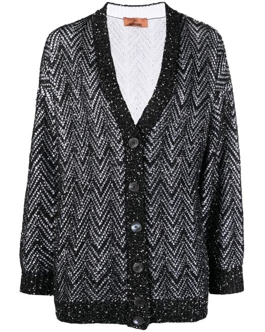 Missoni Black Sequin-Embellished V-Neck Cardigan