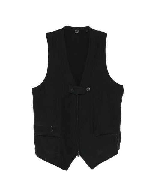 Y-3 Black Button Zip Vest for men