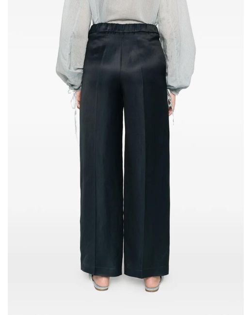 Liviana Conti Blue Pressed-Crease Wide-Leg Trousers