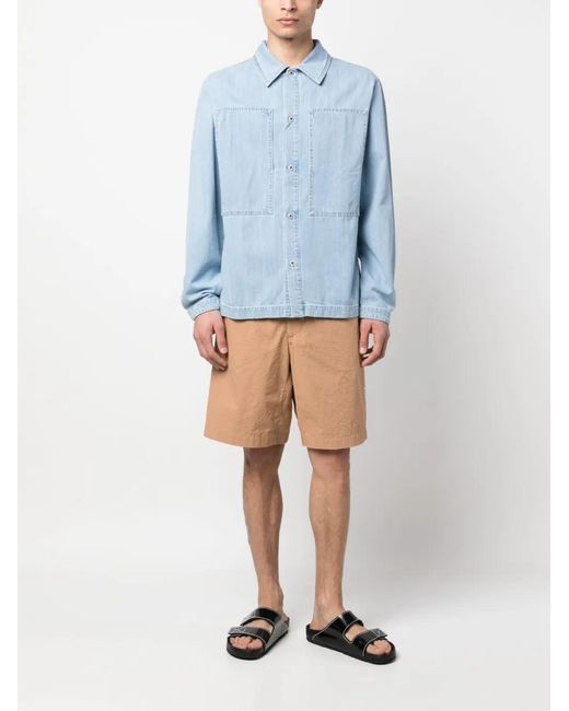 KENZO Blue Patch-Design Denim Shirt for men