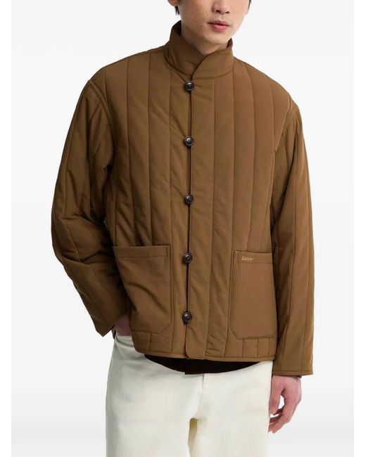 Barbour Brown Quilted High-Neck Jacket for men