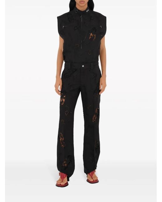 Burberry Black Broderie Anglaise Canvas Vest