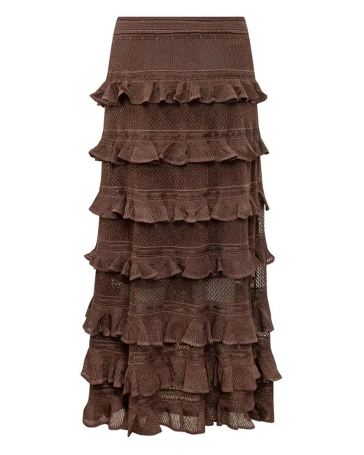 Zimmermann ラッフル ティアードスカート Brown