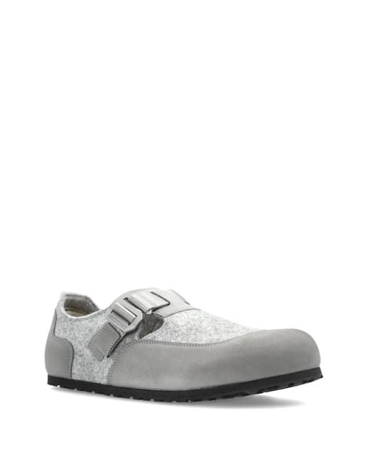 Birkenstock White London Nova Buckle-Strap Felt Loafers for men