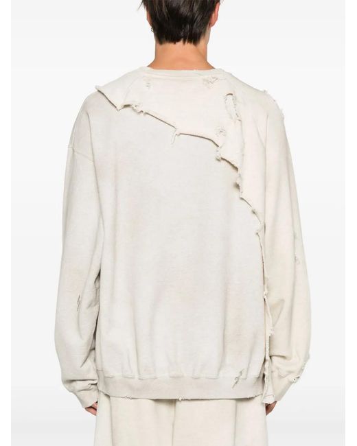 Maison Mihara Yasuhiro White Distressed-Effect Sweatshirt for men