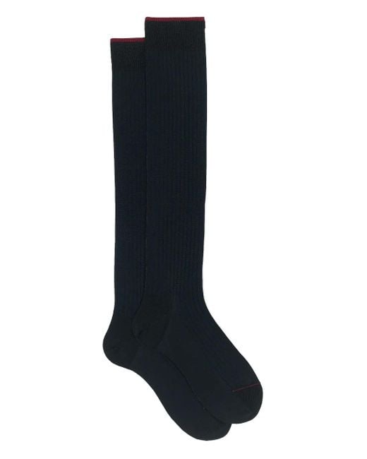 Gallo Black Ribbed Knee-High Socks for men