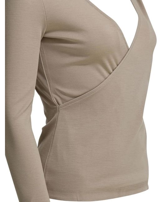 Max Mara Natural V-Neck Wrap Sweater