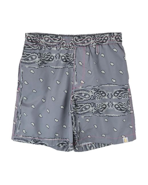 The World Is Yours Gray Paisley-Print Swim Shorts for men