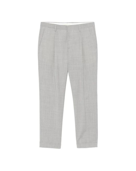 Briglia 1949 Gray Pleated Crosshatch-Texture Trousers for men