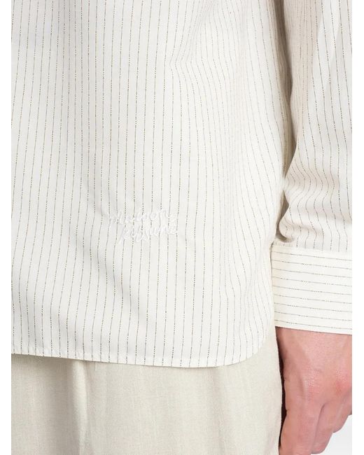 Maison Kitsuné White Striped Oversized Cotton Shirt for men
