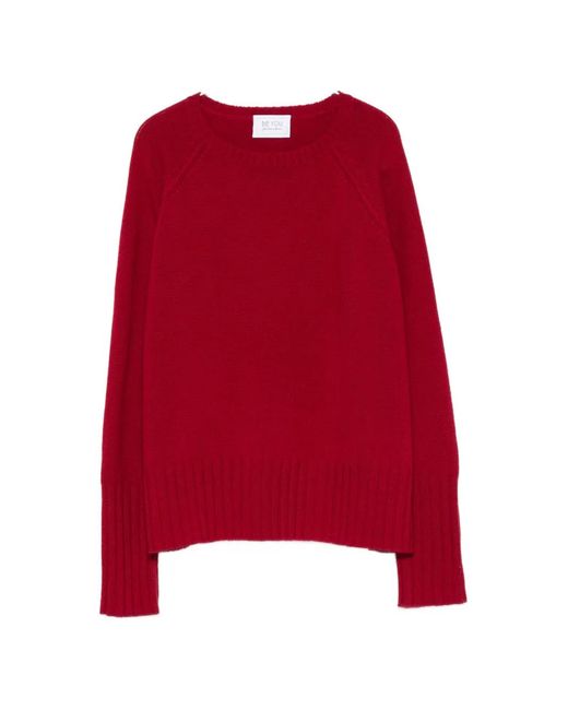 Be You Red Long-Sleeve Ribbed-Trim Sweater