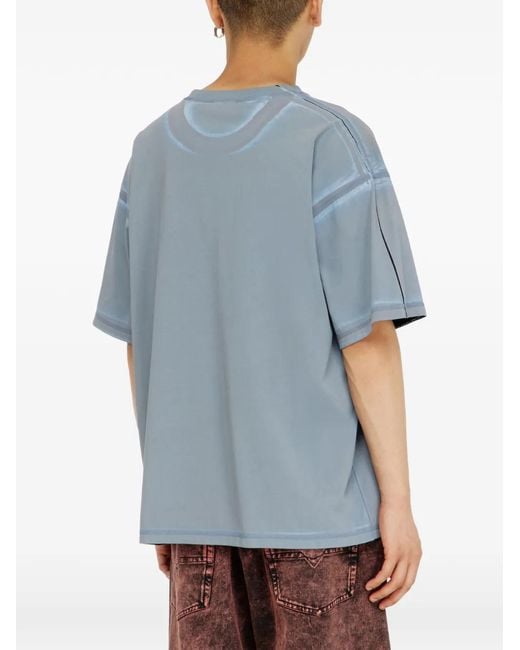 DIESEL Blue T-Shirt With For Successful Living Print for men