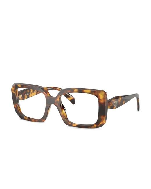 Prada Brown Tortoiseshell-Effect Rectangle-Frame Glasses