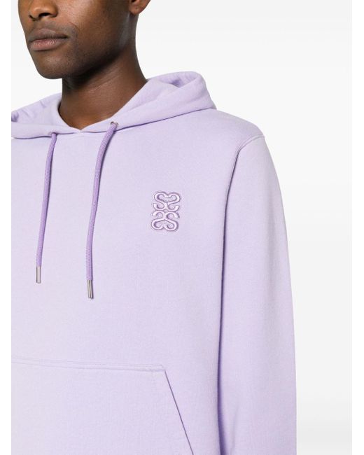 Sandro Purple Logo-embroidered Relaxed-fit Cotton Hoody X for men