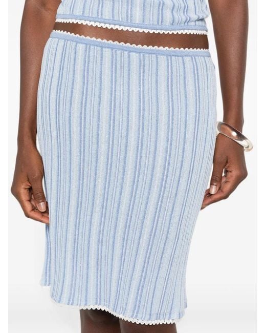 Asta Resort Blue Cleo Striped Midi Skirt