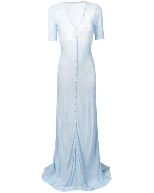 Jacquemus Ribbed Button-up Dress in Blue | Lyst