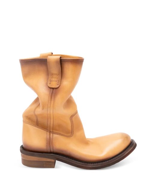 Miu Miu Brown Foule Leather Boots