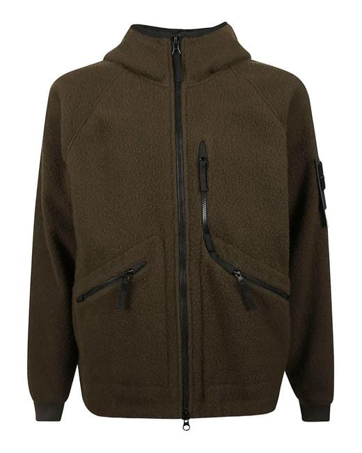 Stone Island Green Hooded Zip-Up Jacket for men