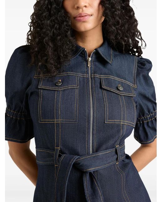 Cinq À Sept Blue Holly Denim Puff-Sleeve Mini Dress