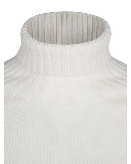 Gran Sasso White Ribbed Turtleneck Sweater for men