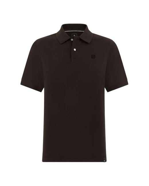 Boggi Black Button Flocked Polo Shirt for men
