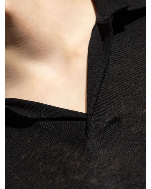Giorgio Armani Black Linen Polo, for men