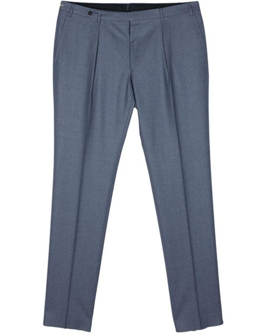 Corneliani Blue Wool Tapered-leg Tailored Trousers for men