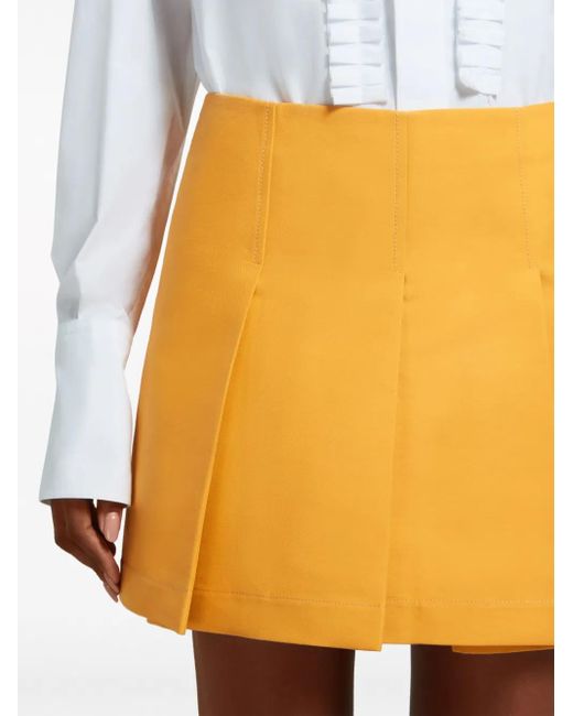 Marni Yellow Pleated Cotton Miniskirt