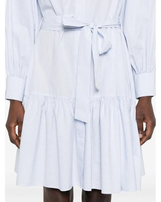 Gant White Belted Striped-Pattern Mini Dress