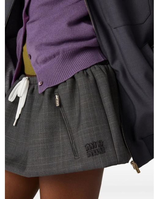 Miu Miu Black Prince Of Wales Check Mini Skirt