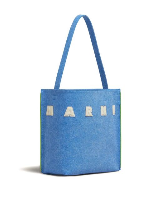 Bolso shopper con parche del logo Marni de color Blue