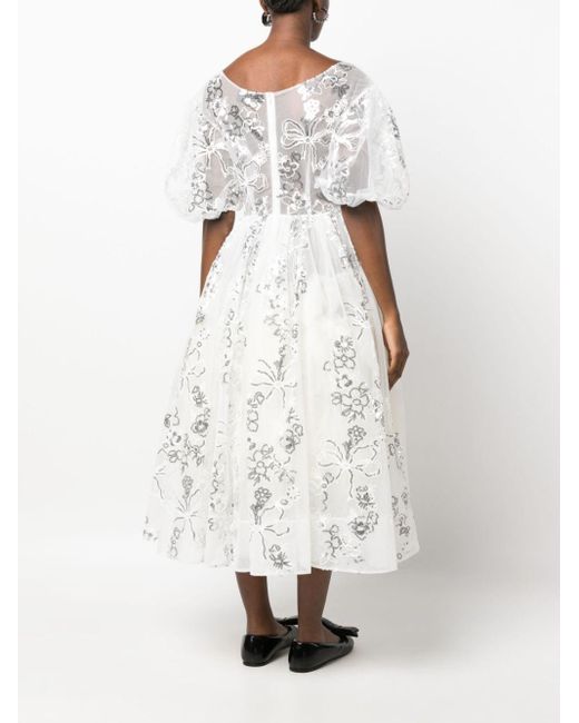 Simone Rocha White Sequin-embellished Tulle Maxi Dress