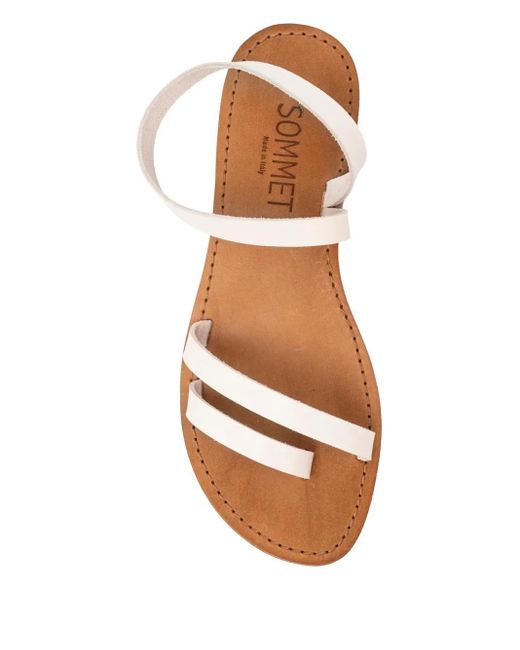 SOMMET White Leather Ankle-Wrap Sandals