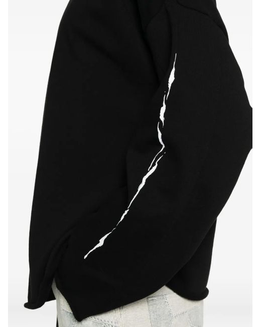 44 Label Group Black Logo-Embroidered Frayed-Edge Sweater for men