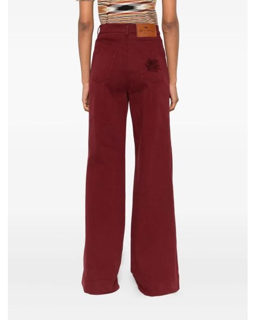 Etro Red Geknöpfte Wide-Leg-Jeans