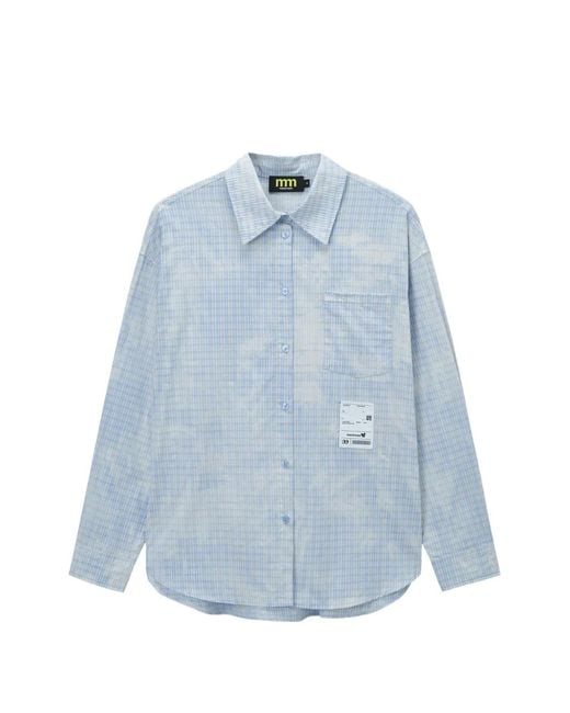 Mini Cream Blue Checkered Shirt