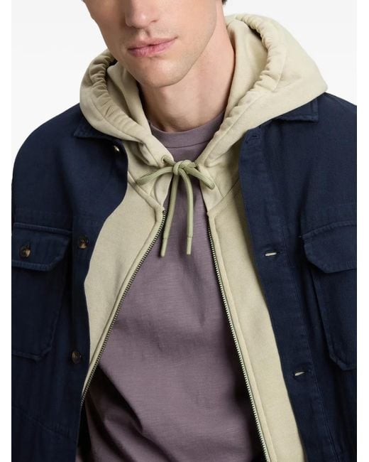 Woolrich Blue Button-Down Pockets-Details Cotton Shirt Jacket for men