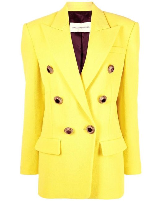 Blazer croisé en laine Alexandre Vauthier en coloris Yellow