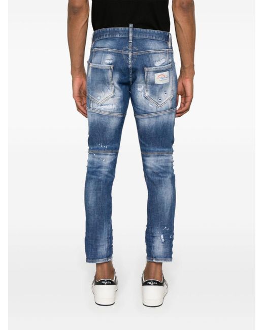 DSquared² Tidy Biker Slim-Fit-Jeans im Distressed-Look in Blue für Herren