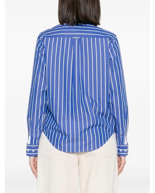 Gant Blue Chemise Rayée À Manches Longues