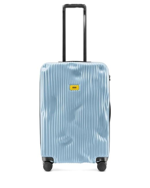 Crash Baggage Blue Logo-Detail Striped-Pattern Suitcase
